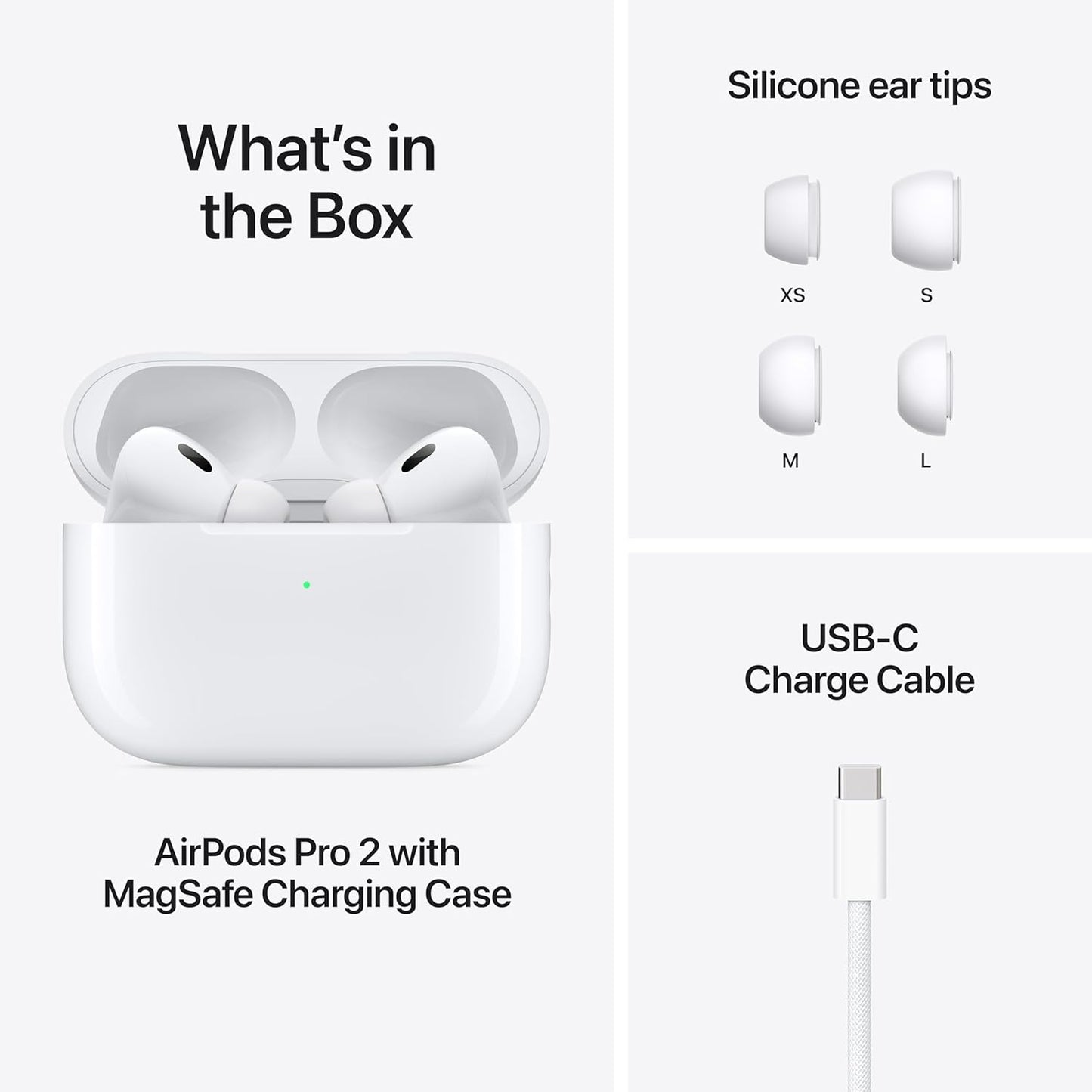 Apple Airpods Pro 2 Wireless Earbuds, Active Noise Cancellation, Hearing Aid Feature, Bluetooth Headphones, Transparency, Personalized Spatial Audio, High-Fidelity Sound, H2 Chip, USB-C Charging