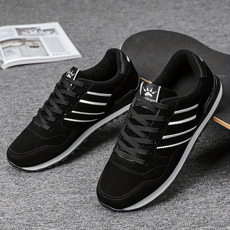 Men's Breathable Mesh Running Shoes - Versatile Korean Style Casual Sneakers with Striped Design, Durable Non-Slip Rubber Sole for Outdoor Activities, Daily Wear & Exercise - Light Gray with Blue Accents, Lace-Up Closure