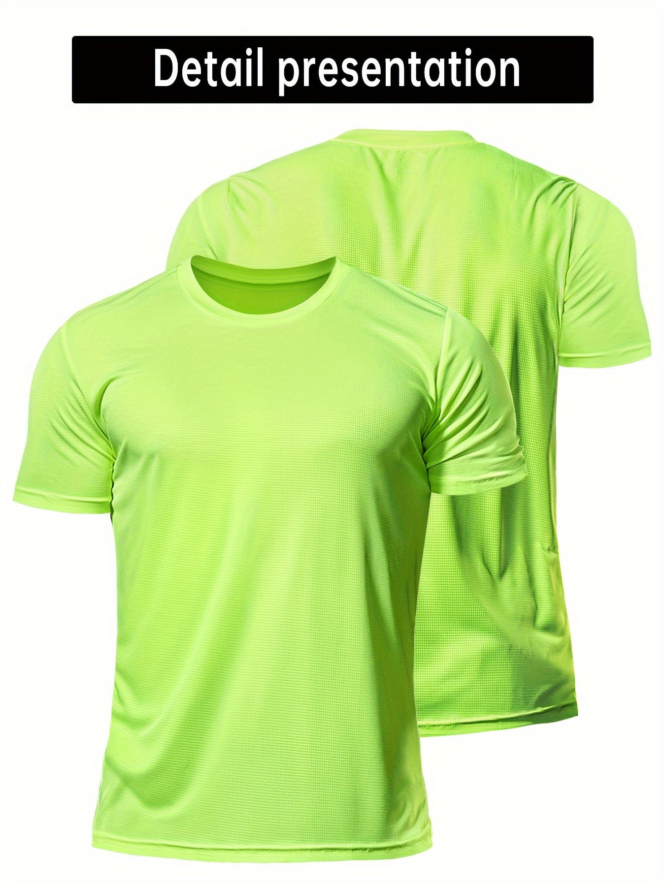 Men's Solid Sports T-shirt, Active Breathable Short Sleeve Slim-fit Crew Neck Tee, Men's Clothing For Outdoor