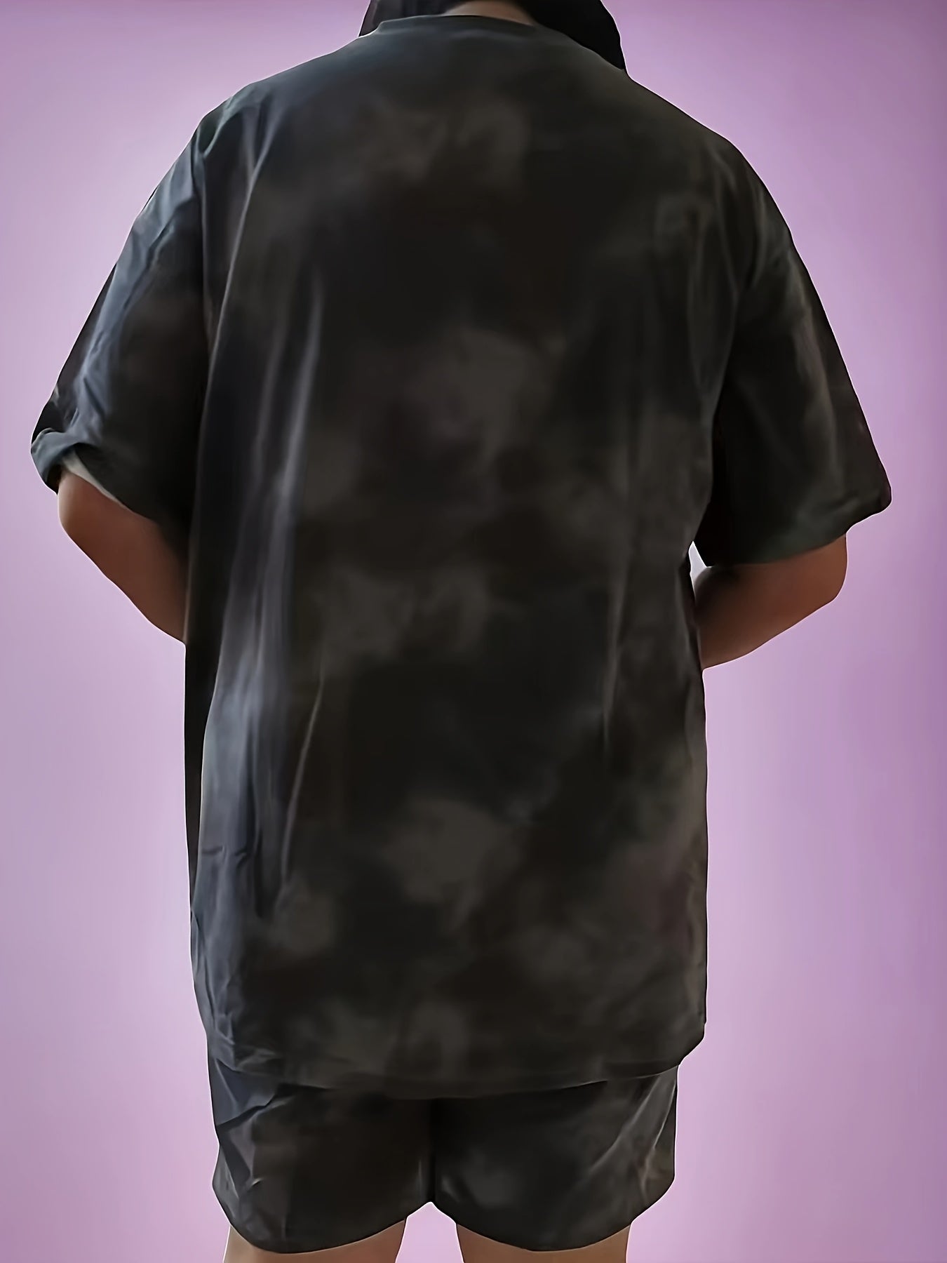 Letter Print Hong Kong Style Հարմարավետ պատահական ազատ կարճաթև շորտեր, ամառային կանացի նորաձև բազմակողմանի նիհարեցնող պատահական վազքի սպորտային կոստյում Երկու կտոր զույգերի հավաքածու, մեծ չափսի կանացի ամենօրյա սպորտային կոստյում