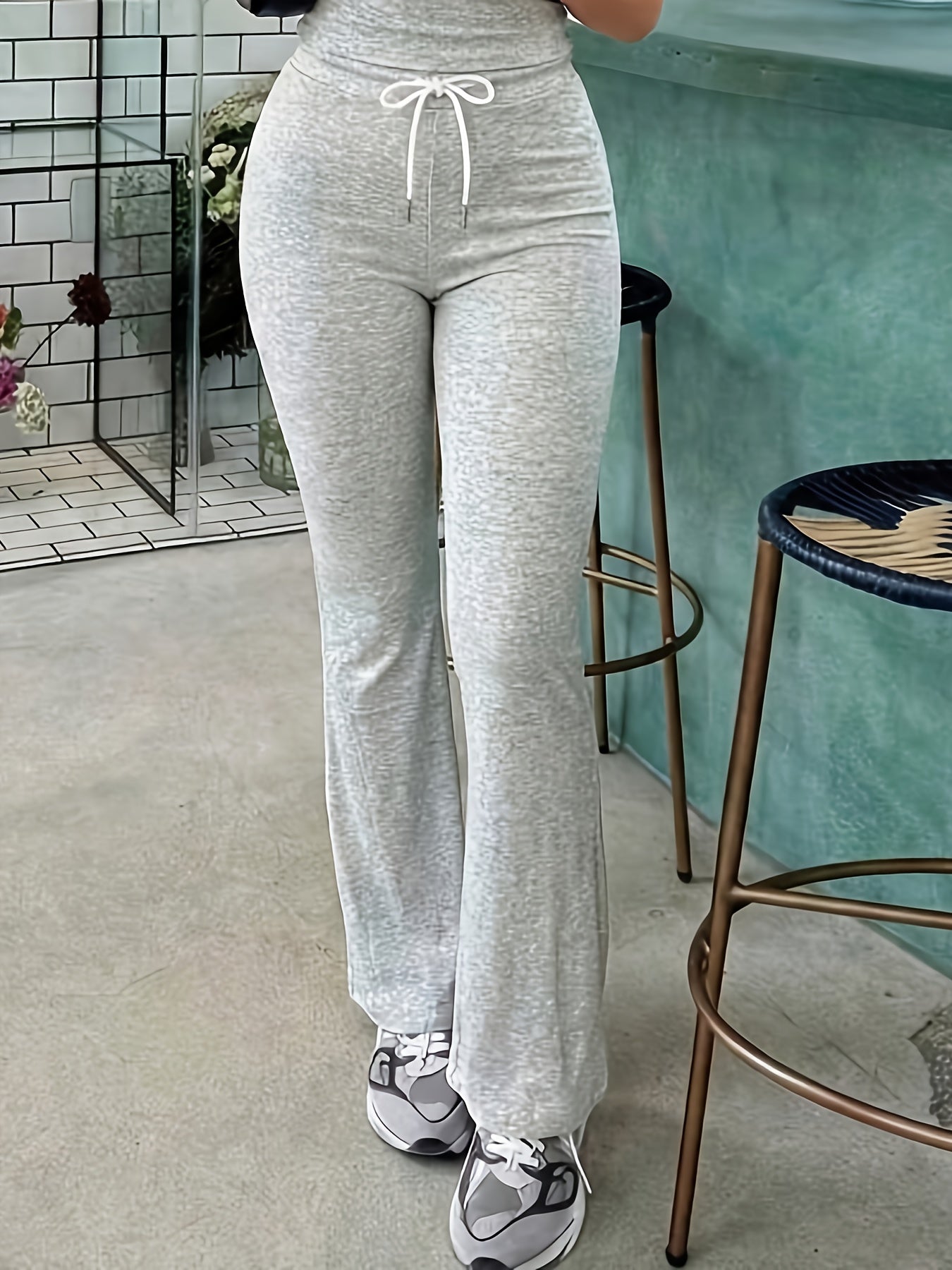 Women's Spring Summer Cropped Short Sleeve Top & Flared Pants Set