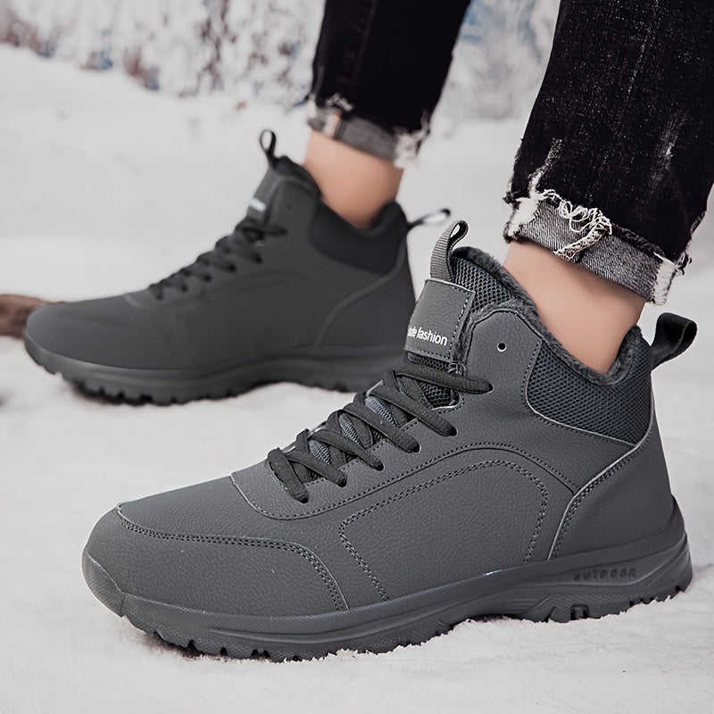 Men's Winter High-Top Footwear - Thick Insulation for Cold Protection, Comfortable Hiking and Walking Shoes
