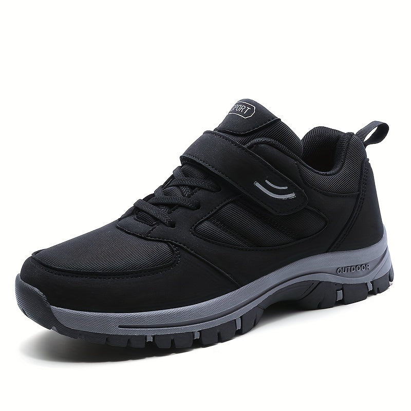 Men's Breathable Casual Shoes With Hook And Loop Fastener, Comfy Soft Sole Sneakers For Outdoor Jogging, Spring And Summer