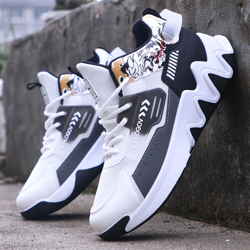 Men'S Stylish High-Top Sneakers with "WOD" Logo - Comfortable, Non-Slip Lace-Up Athletic Shoes for Outdoor Activities, All-Season Wear, Casual Sports Style, Rubber Sole, Fabric Upper, Casual Athletic Shoes Stylish High Top