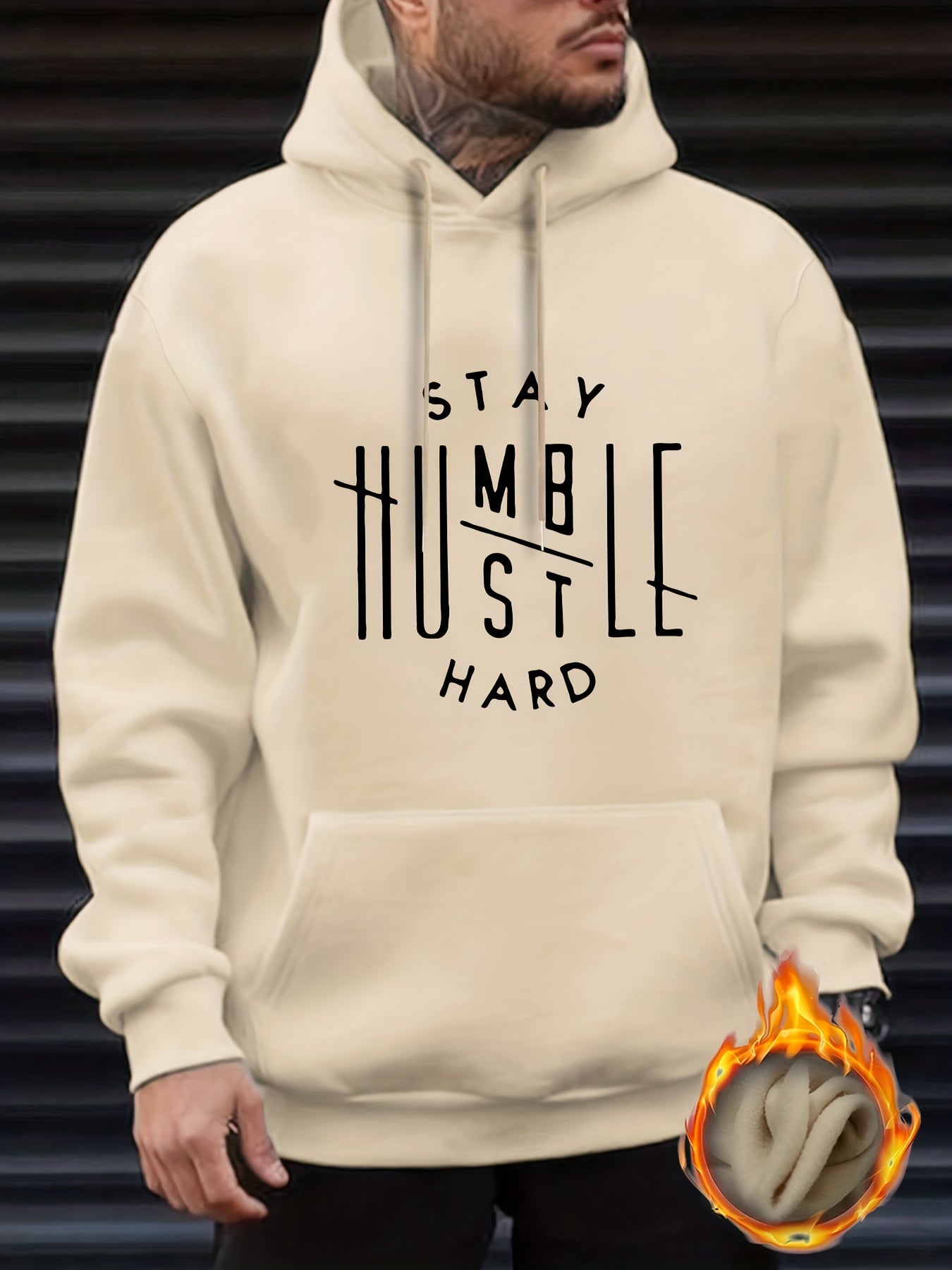 KOURRTER Men's Inspirational Hoodie - "Stay Humble" Graphic Print, Long Sleeve, Polyester Blend, Available in Black, Red, Yellow, Blue, Apricot, Dark Blue, Coffee, Pink, Light Grey - Machine Washable, All-Season Wear