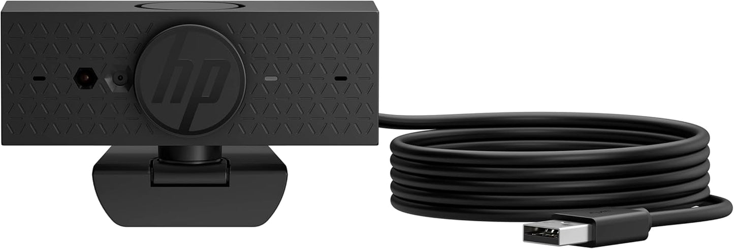 HP 620 FHD Webcam - 1080P 30 FPS - Focus & Color, Backlight Correction - Dual Noise-Reducing Mics - Adjustable Swivel/Tilt - Windows Hello, Zoom Certified, & Privacy Cover (6Y7L2AA#ABL)