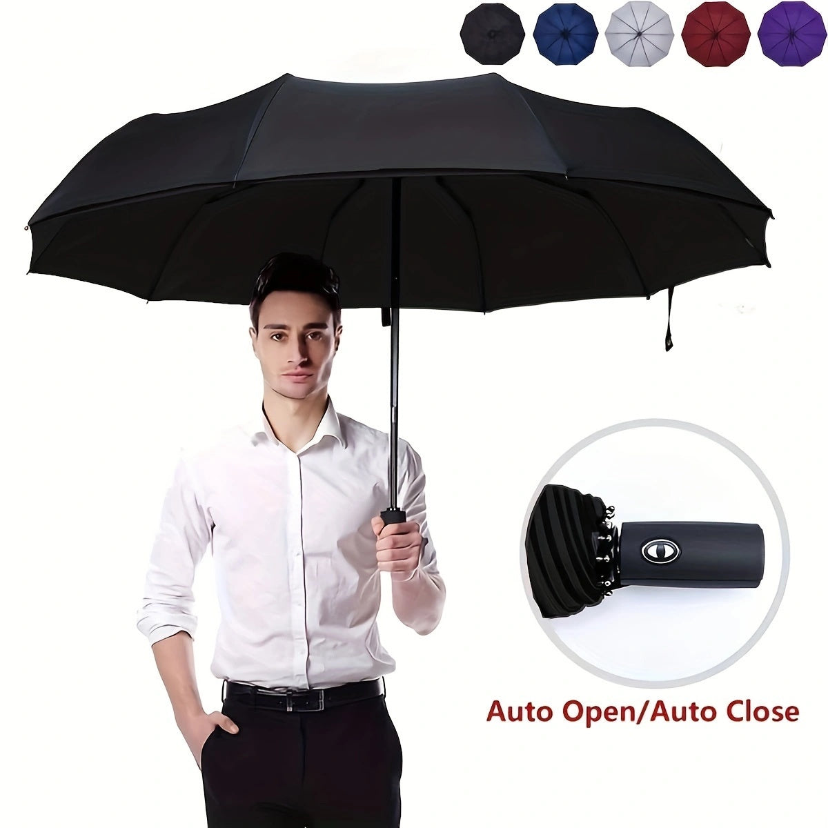 Automatic Open/Close, Windproof Tri-Fold Umbrella - Durable, Thickened Canopy for Enhanced Rain Protection, Ideal for Business Use, Automatic Folding Umbrella