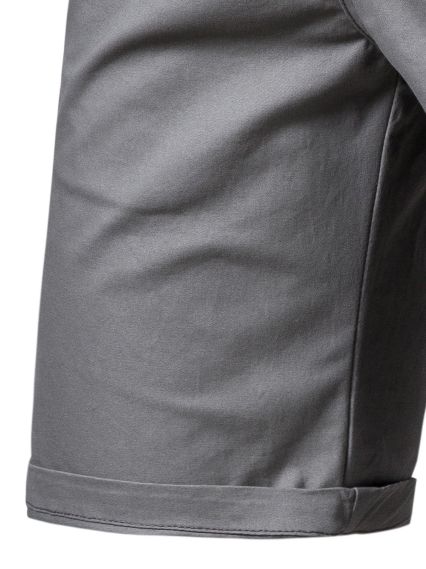 Men's Classic Fit Cotton Twill Flat Front Solid Chino Short With Slant Pockets And Elastic Waist