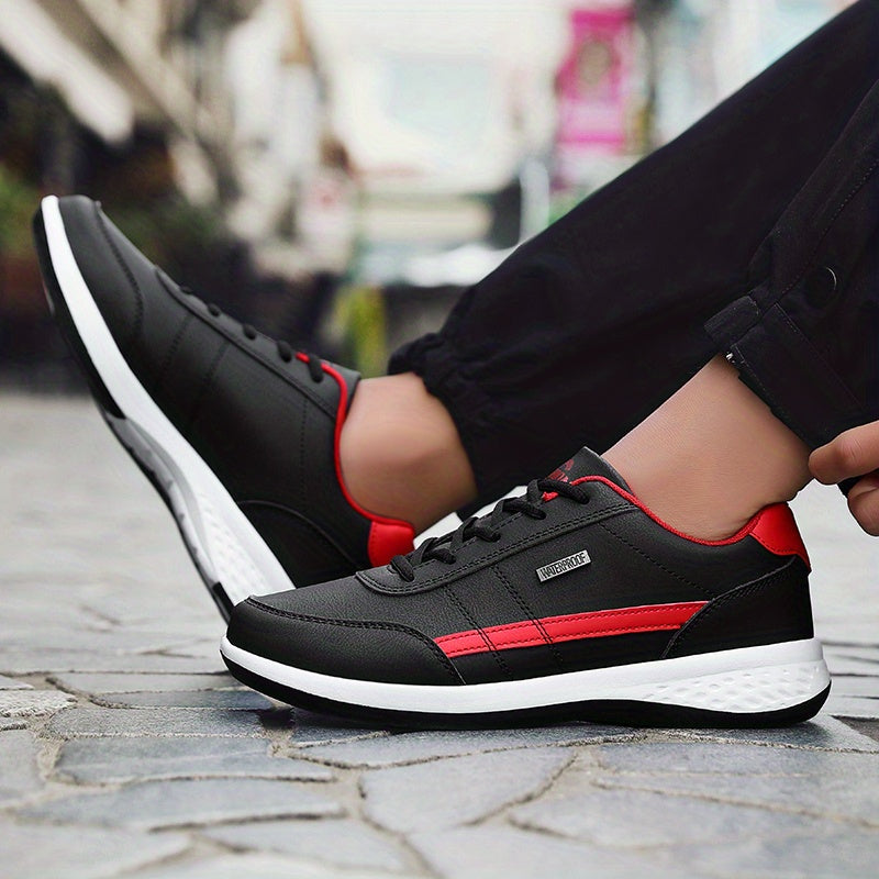 Casual Sneakers| VanWeir Men's Fashion Sneakers - Casual Lace-Up Shoes with PU Upper & MD Sole, Comfortable Fabric Insole, Versatile for All Seasons, Navy Blue with White & Orange Accents, VANWEIR