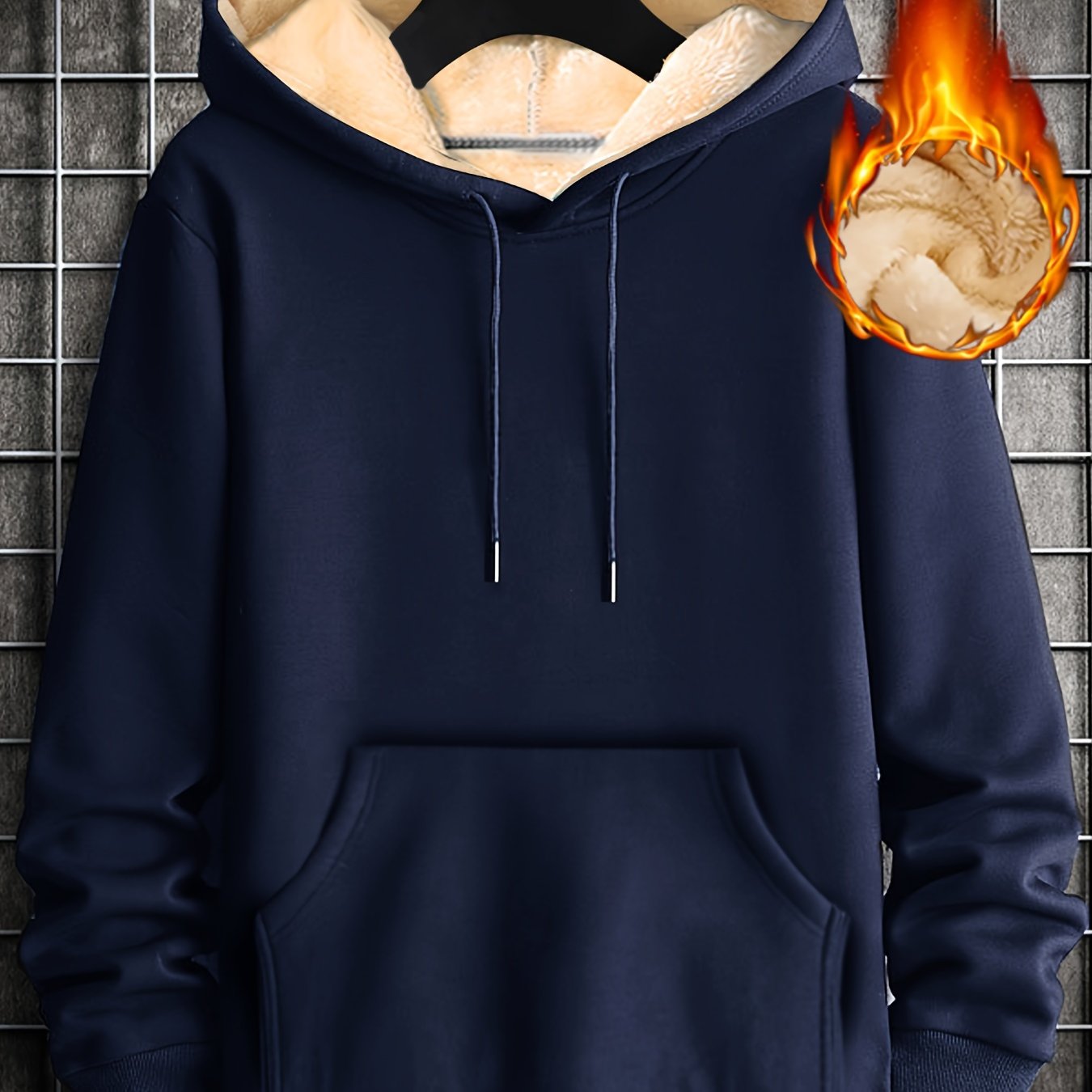 Men's Fleece-lined Cozy Hooded Sweatshirt With Drawstring And Kangaroo Pocket, Men's Hoodie For Winter Outdoor