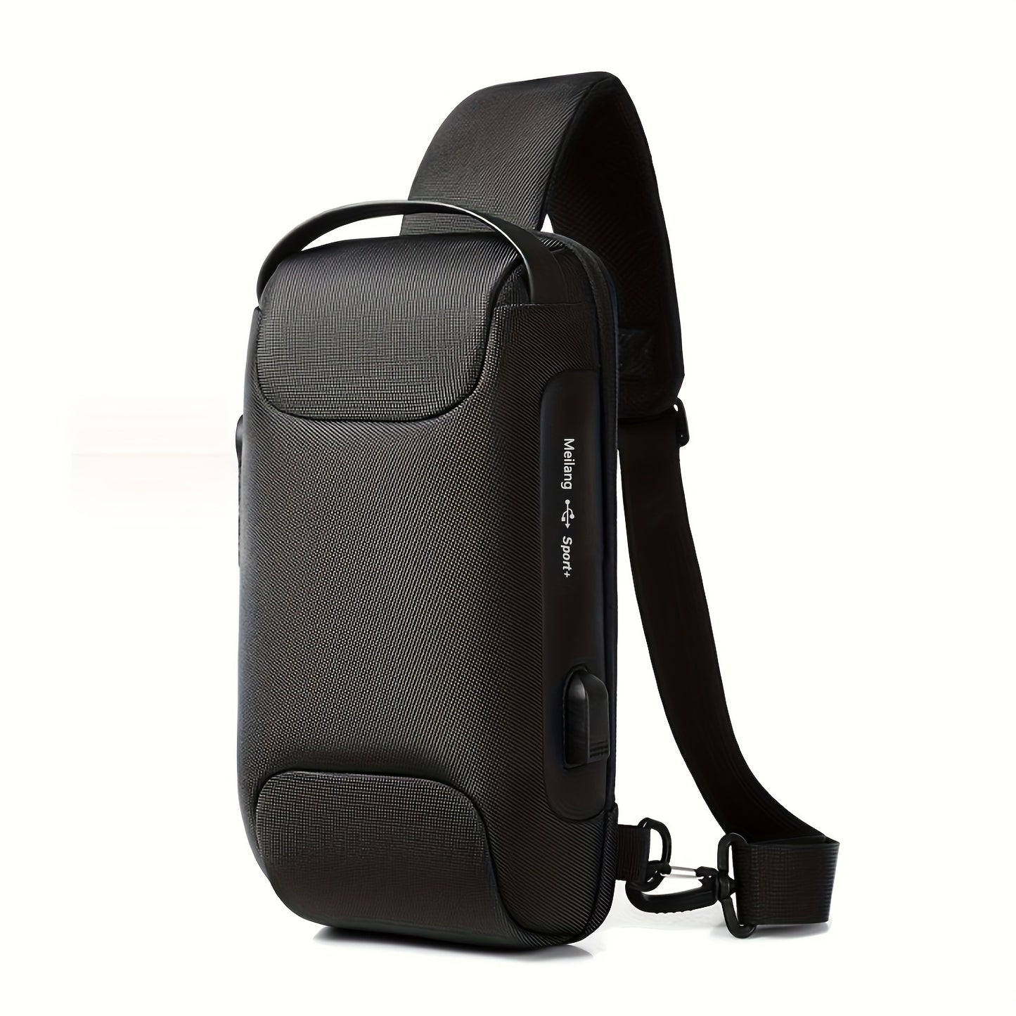 Men's Lightweight Crossbody Backpack with USB Charging Port Password Lock, Adjustable Anti-Theft Shoulder Bag for Travel, Commuting, Daily Use - Durable Polyester Casual Daypack, Secure Travel Bag Minimalist Backpack Sl