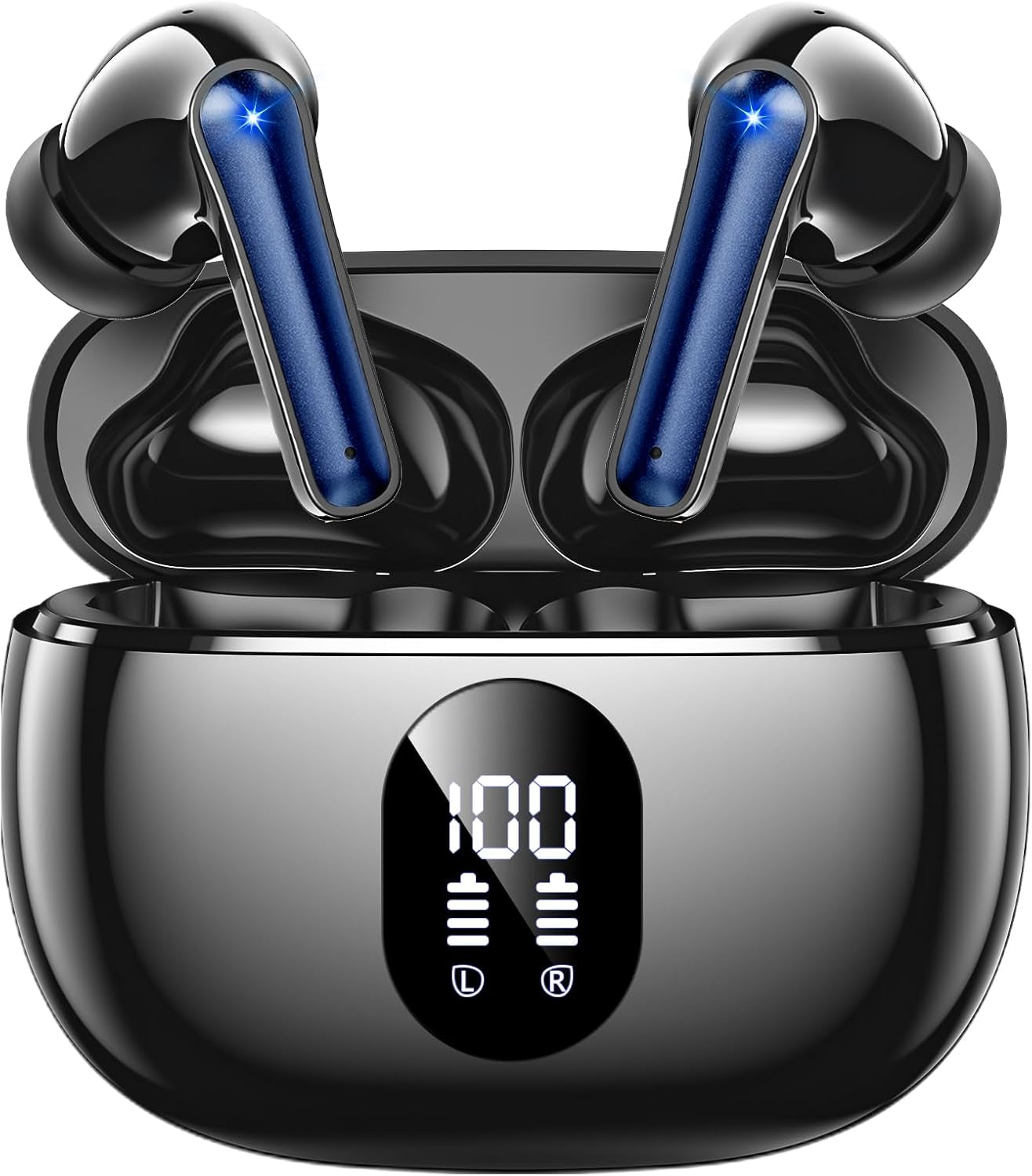 Wireless Earbuds, Bluetooth Ear Buds with Big Bass Stereo Sound, 48 Hours Playtime, Lightweight In-Ear Fit Earphones, IPX7, Hands-Free Calls with AI for Iphone, Android, Pad, Sports, Workout