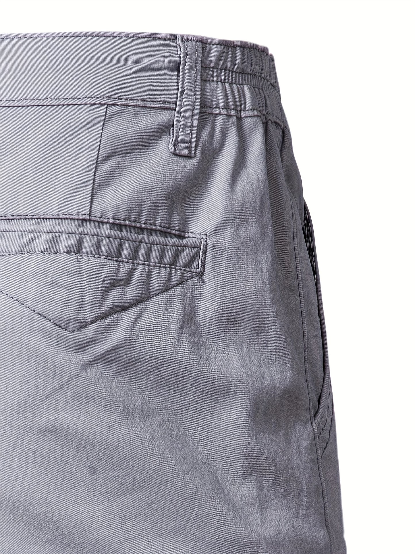 Men's Classic Fit Cotton Twill Flat Front Solid Chino Short With Slant Pockets And Elastic Waist