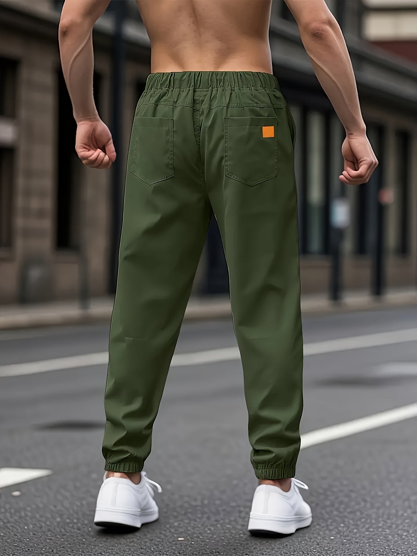 1pc Men'S Casual Cargo Pants, Solid Color Polyester Drawstring Waist, Non-Stretch Woven Fabric, Regular Fit, Polyester Lined, Perfect for Weekend Casual Wear