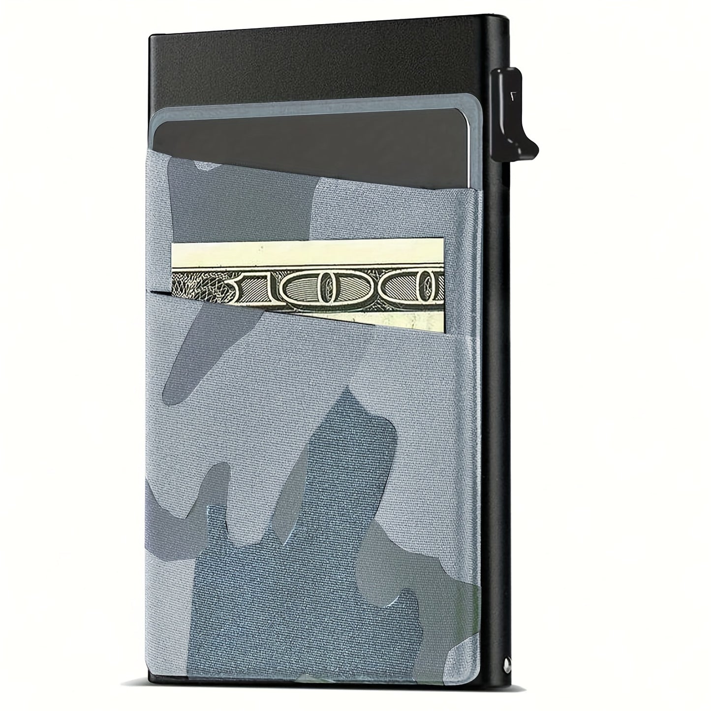 Simple RFID Blocking Aluminum Alloy Credit Card Holder with Money Bag for Men