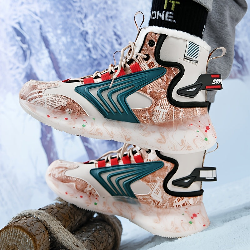 Men'S Lightweight Snow Boots with Thickened Fleece, Stylish And Comfortable for Outdoor Use, Featuring a Non-Slip Design for Warmth in Winter.