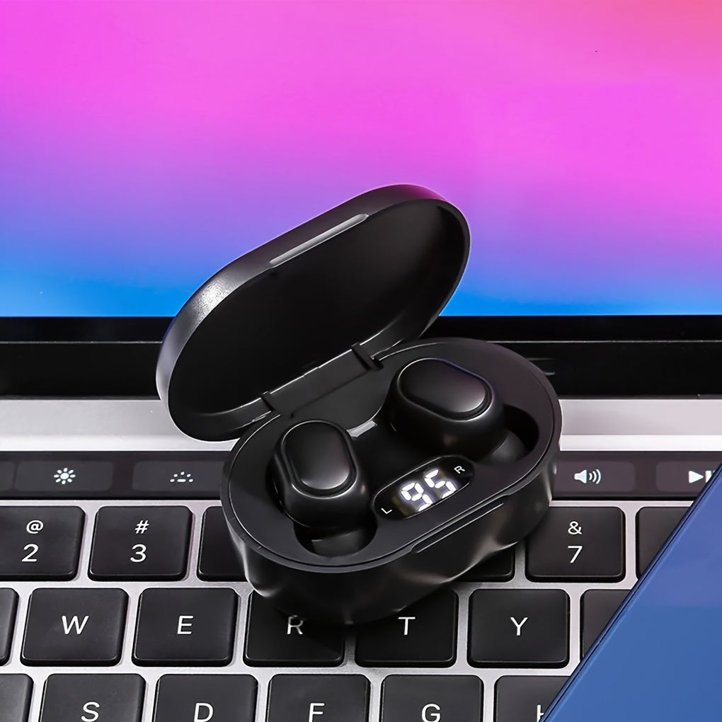 Button-controlled wireless in-ear headphones with LED power display, long battery life and low latency, suitable for daily use, commuting, sports, etc., compatible with multiple devices, first choice for personal use or gift