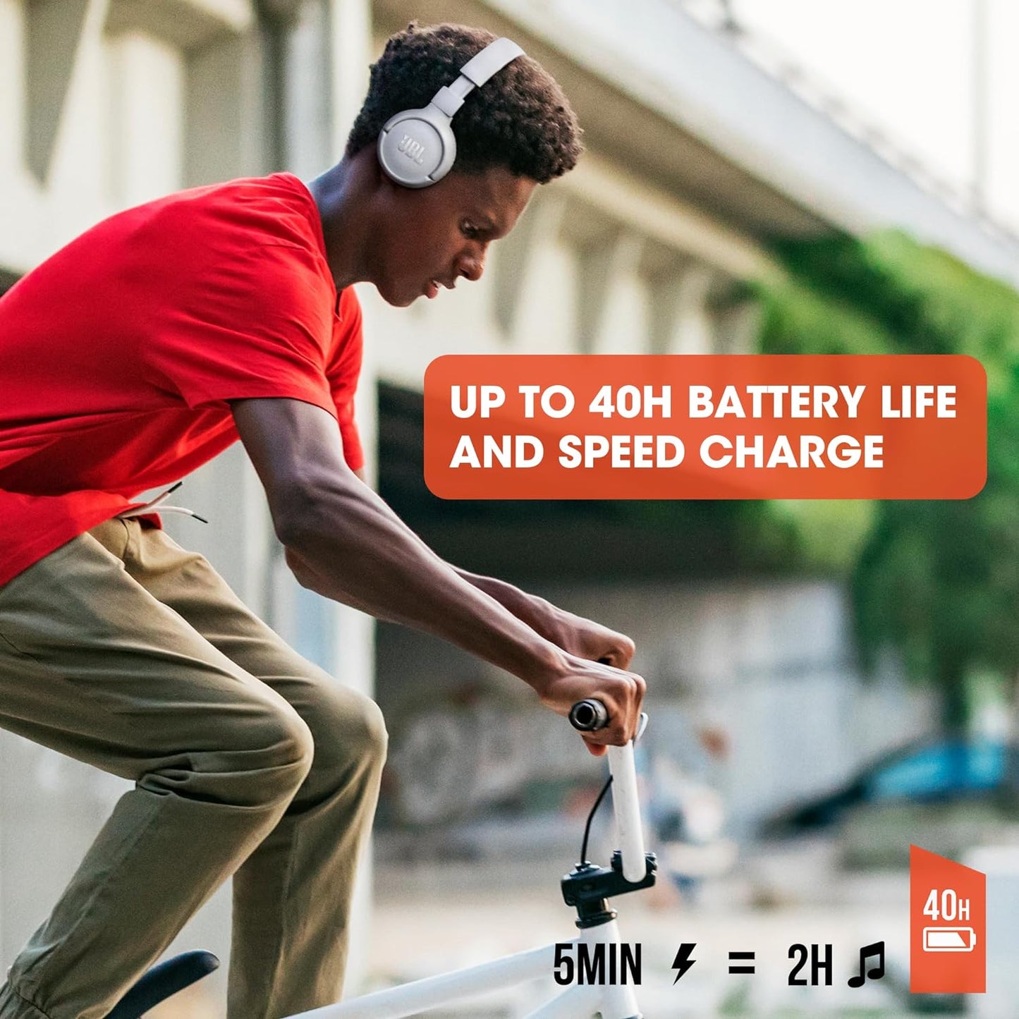 JBL Tune 510BT - Bluetooth Headphones with up to 40 Hours Battery, Microphone for Call, Foldable and Comfortable, Android and Ios Compatible (Black)