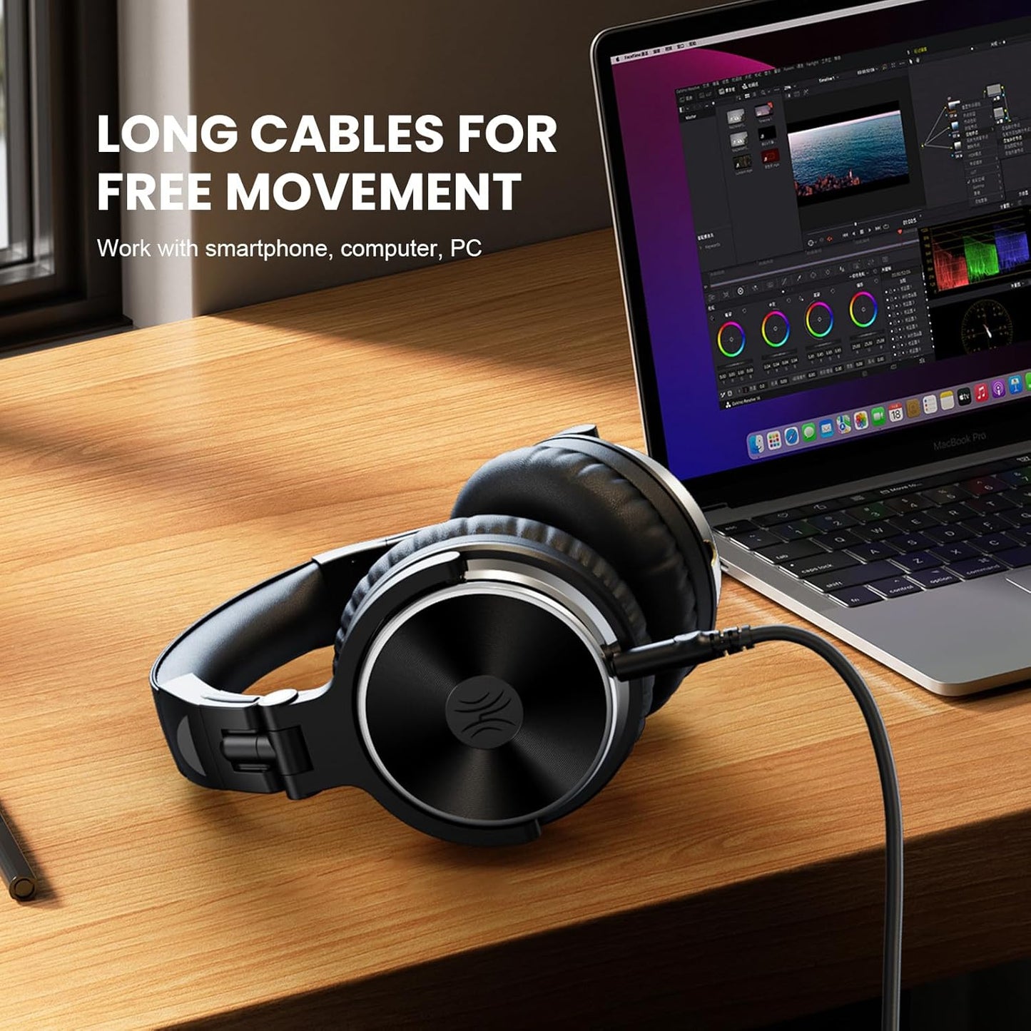 Oneodio Wired over Ear Headphones Hi-Res Studio Monitor & Mixing DJ Stereo Headsets with 50Mm Drivers and 1/4 to 3.5Mm Jack for AMP Computer Recording Podcast Keyboard Guitar Laptop - Black