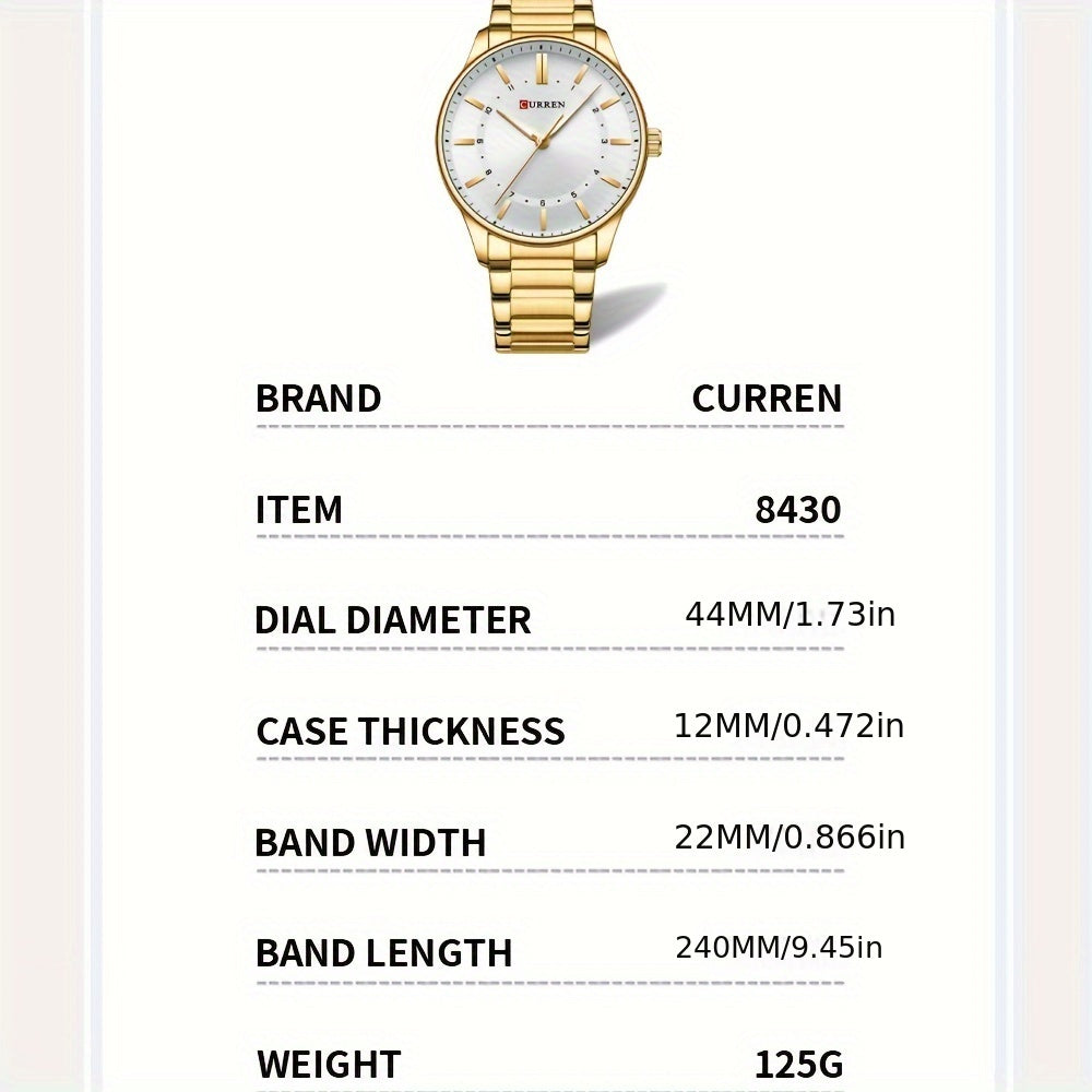 CURREN Men's Watch Gift Stainless Steel Band Simple Business Casual Watch