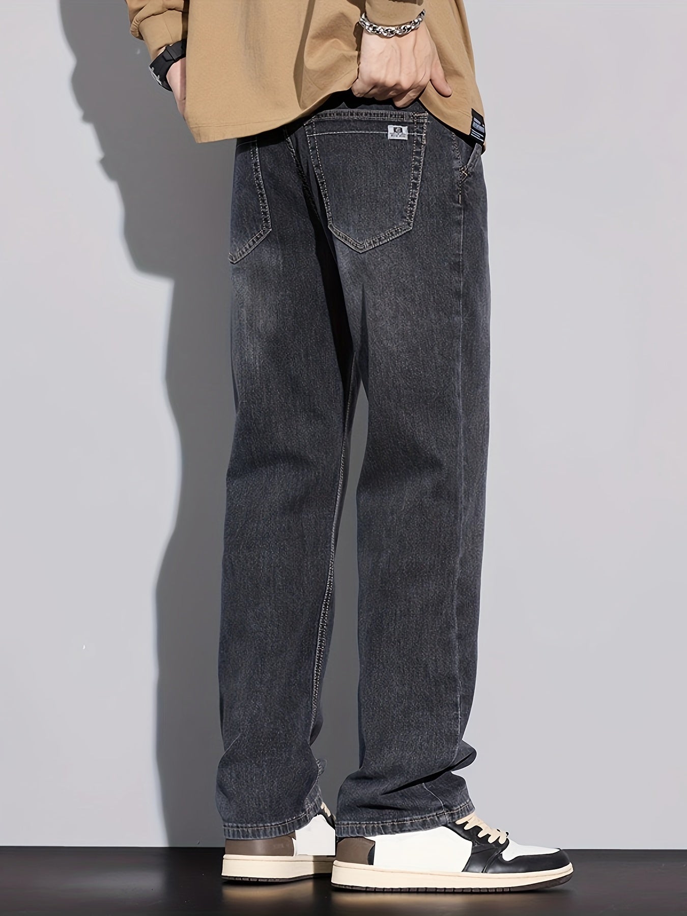 Denim Men's Jeans - Casual, Stretchable, Solid Pattern, Regular Length, Suitable for All Seasons, Water Washed, Regular Fit, Conventional Style, Made for Men