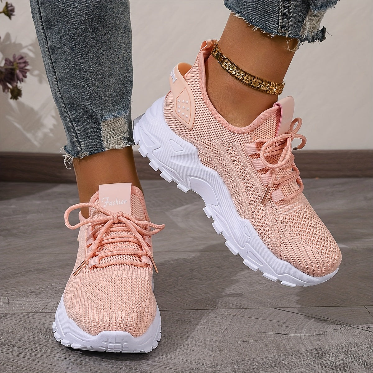 Women'S Breathable Knit Mesh Sneakers - Lightweight Running Shoes with Non-Slip EVA Sole - Comfortable All-Season Casual Walking Footwear, Black & White Options, Low-Top Lace-Up Design, Walking Shoes