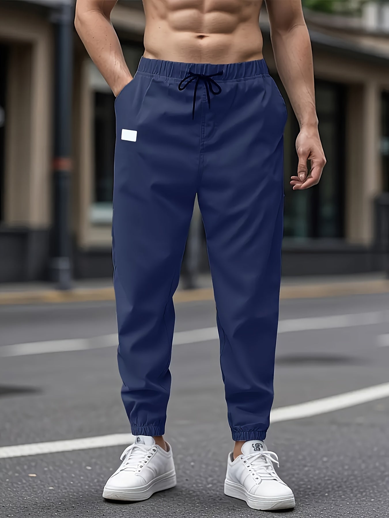 1pc Men'S Casual Cargo Pants, Solid Color Polyester Drawstring Waist, Non-Stretch Woven Fabric, Regular Fit, Polyester Lined, Perfect for Weekend Casual Wear