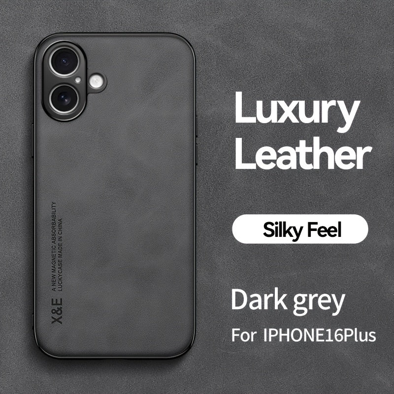 Premium Faux Leather Phone Case - with Built-in Magnetic Iron Sheet, Vehicle magnet, Sheepskin Texture, Ultra-Thin Design for iPhone 16, for iPhone 16 Plus, for iPhone 16 Pro, for iPhone 16 Pro Max