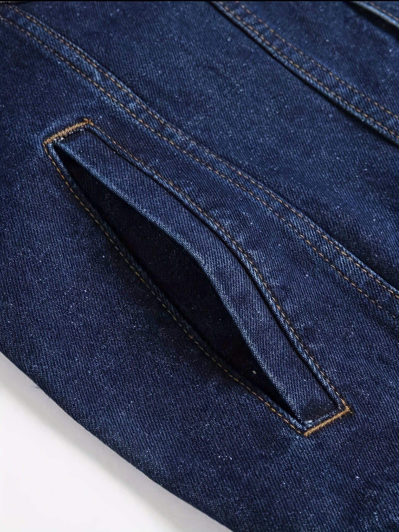 1pc Men'S Casual Denim Jacket, 80% Cotton 20% Polyester, Solid Color, Lapel Collar, Non-Stretch Woven Fabric, Regular Fit with Pockets