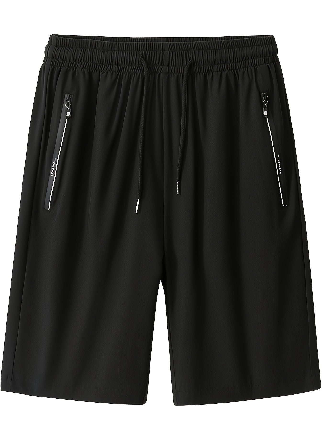 Men'S Summer Basic Shorts, Solid Color, Breathable Quick-Dry, Non-Stretch Polyester 100%, Regular Fit with Pockets, Lightweight 110g/m² Woven Fabric, Casual Sportswear