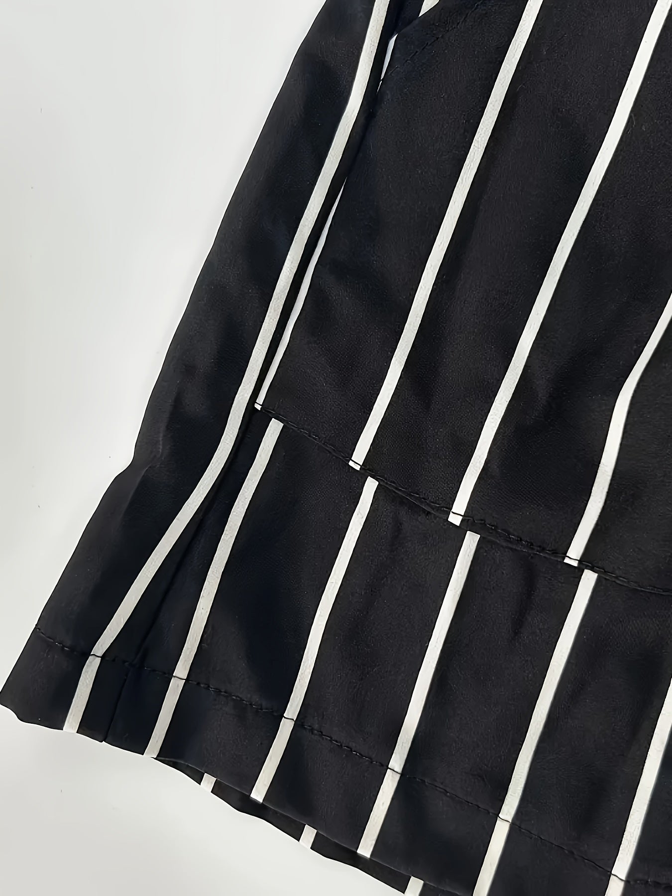 Striped Paperbag Waist Belted Shorts, Vacation Slant Pocket Loose Shorts, Women's Clothing