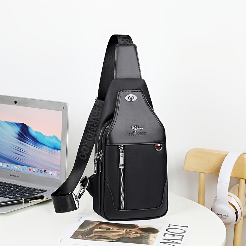 SelectMen'S Large Capacity Motorcycle Bag - Trendy Crossbody Shoulder Bag with Multiple Pockets, Casual Oxford Style, Hand Washable, Ideal for Daily Commute, Everyday Commute Bag Casual Style Bag Zippered Closure