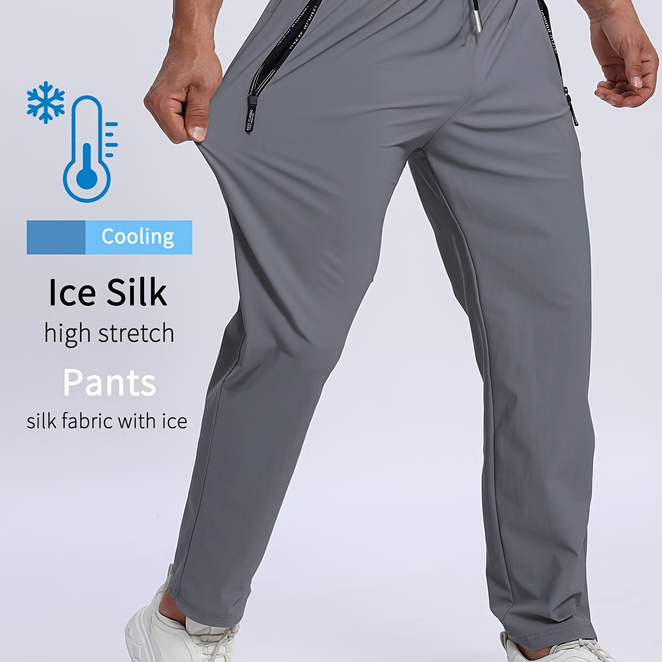 Men's sports trousers that absorb moisture and sweat, keep you dry and breathable, with pockets and drawstrings, zipper details, soft and comfortable soft-touch Men's jogging pants, lightweight and durable sports trousers, cl