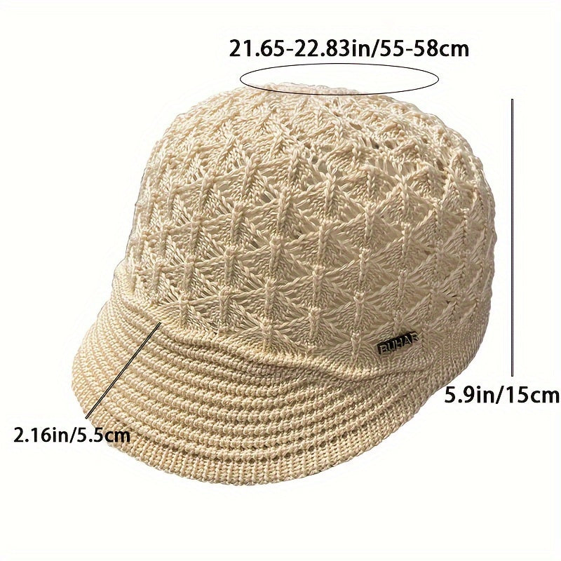 Elegant Women's Beige Beret with Intricate Lace Pattern - Breathable & Foldable, Polyester Painter Cap, Ideal for Outdoor Activities & Daily Wear, Machine Washable