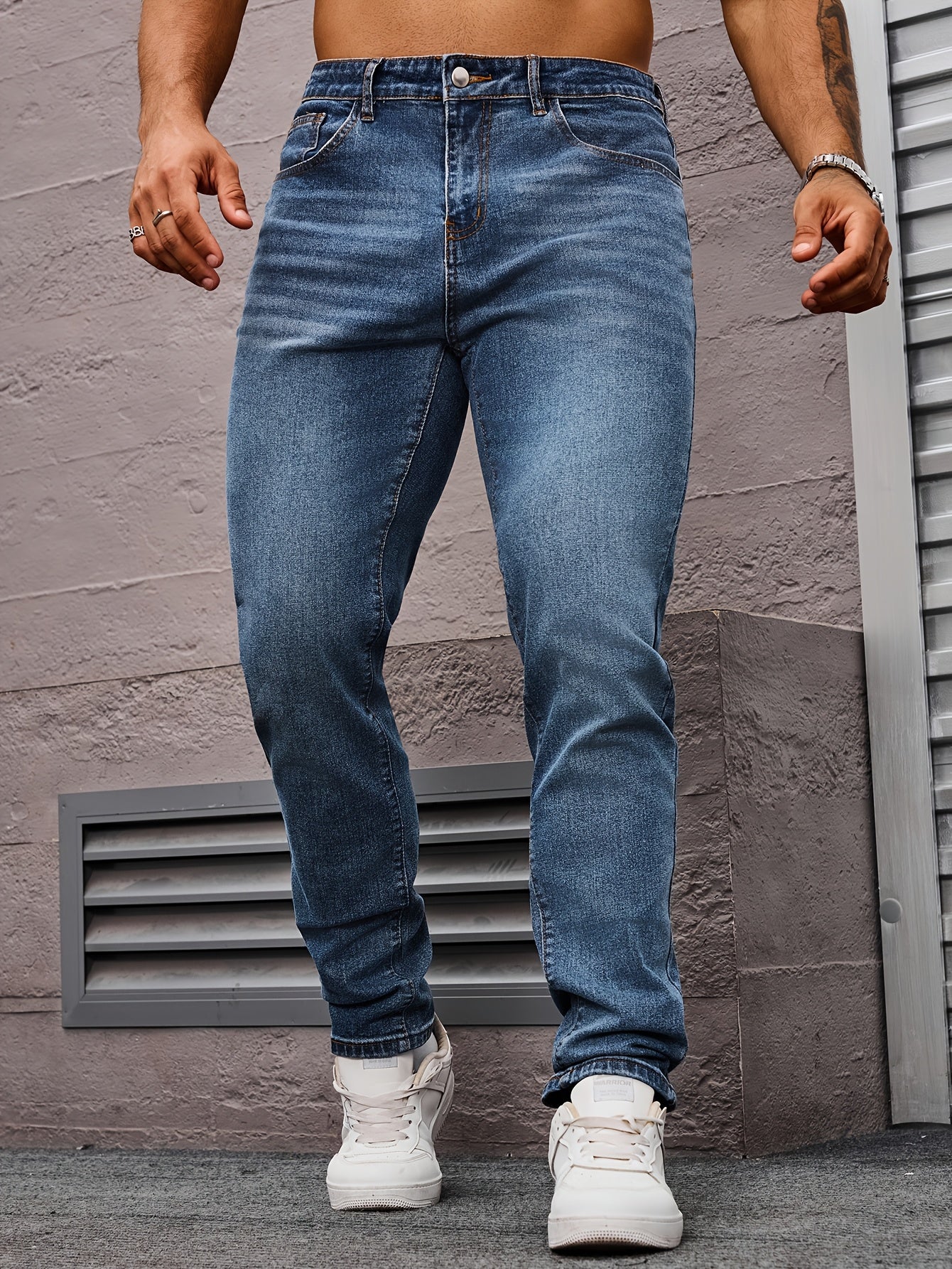 Men's Slim Fit Jeans - Rayon Blend, Stretch Denim, Solid Color, Machine Washable, Everyday Denim|Slim Fit Jeans|Rayon Blend Denim
