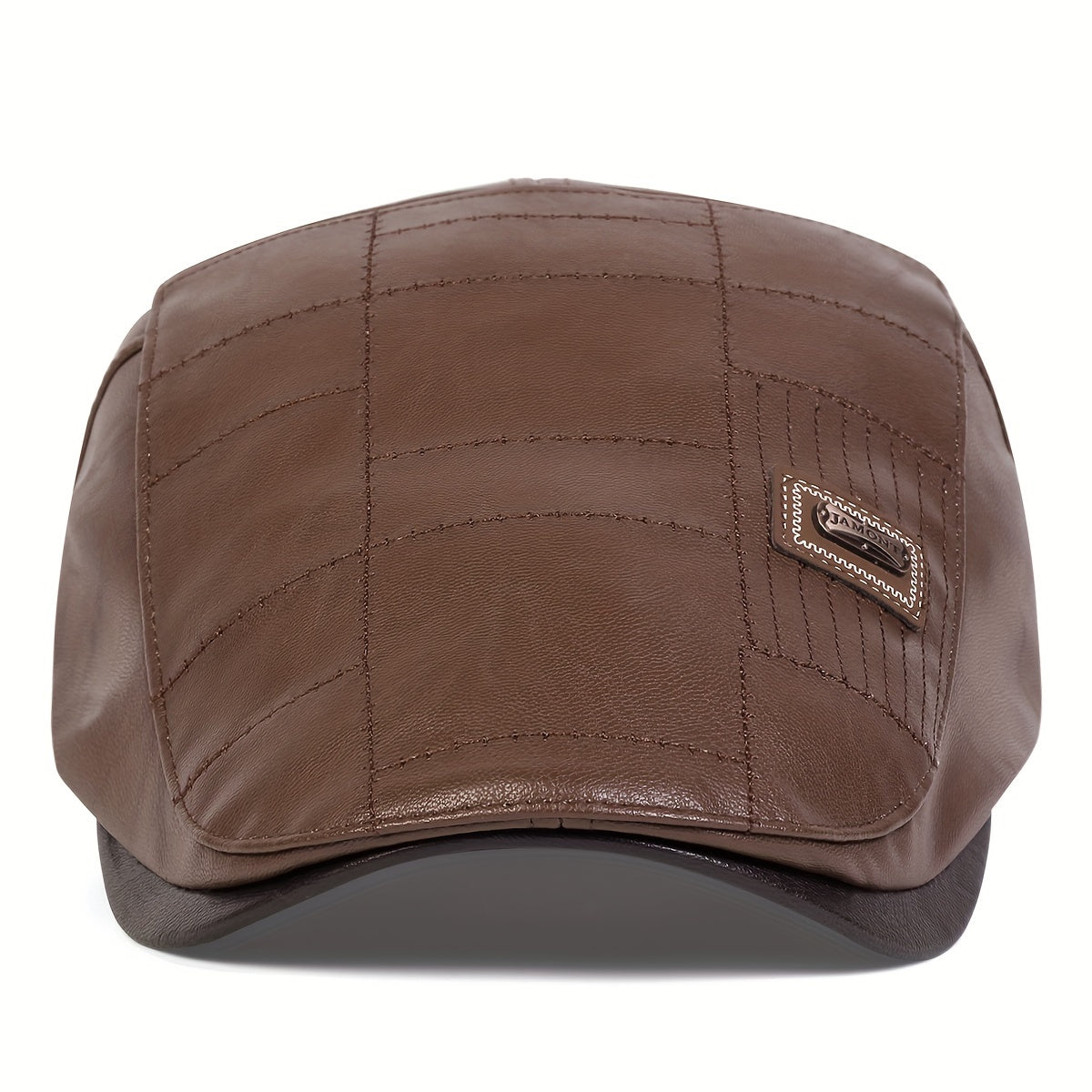 Retro Classic PU Leather Gentlemen Forward Hat, Adjustable Casual Beret For Autumn And Winter Travel