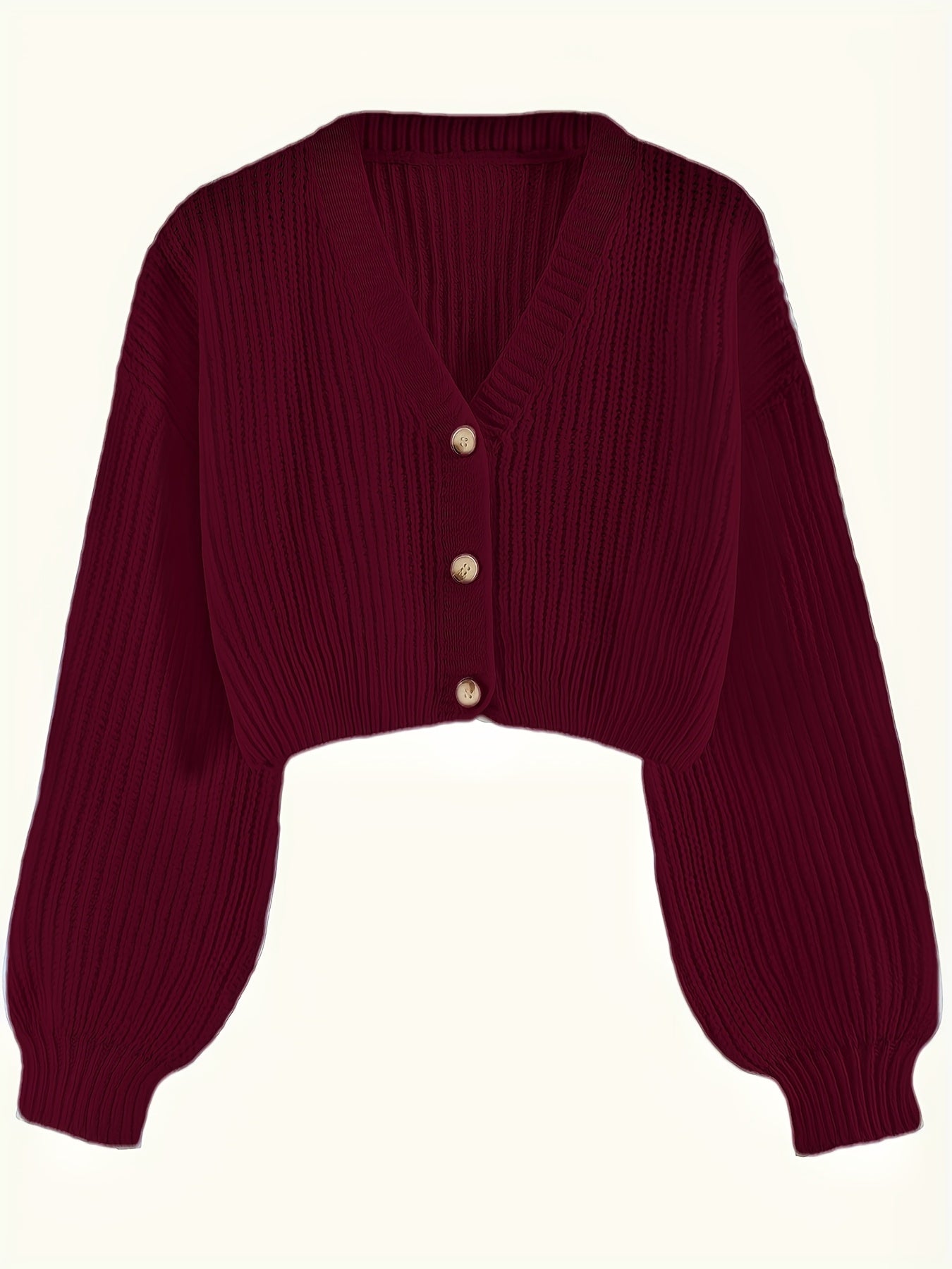 Elegant Drop Shoulder Women's Knit Cardigan with Contrasting Buttons - Long Sleeve, Ribbed Detail, Polyester, Perfect for Fall/Winter