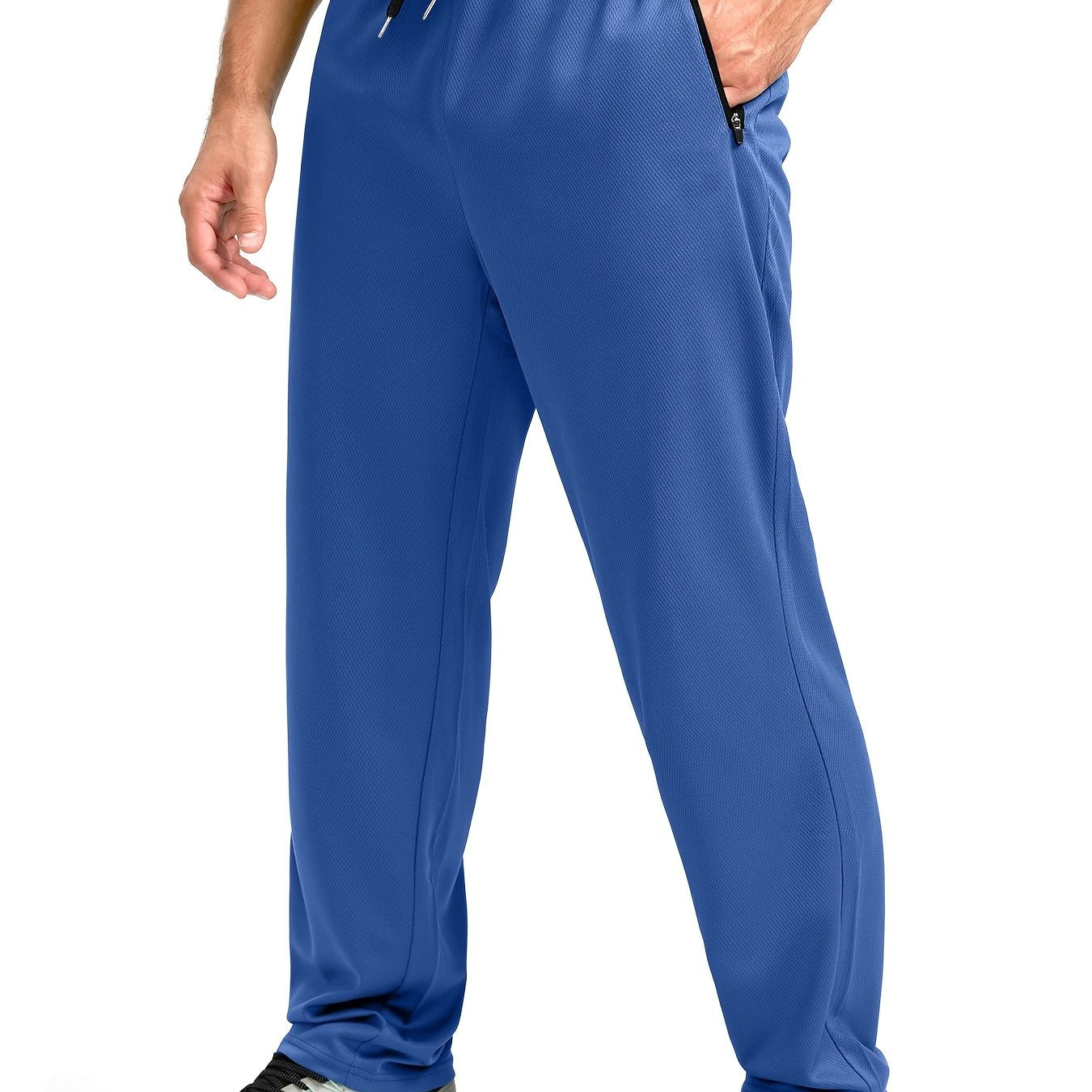 Men's Sports Pants With Drawstring And Zippered Pockets, Lightweight And Breathable Bottoms For Running/Casual Wear
