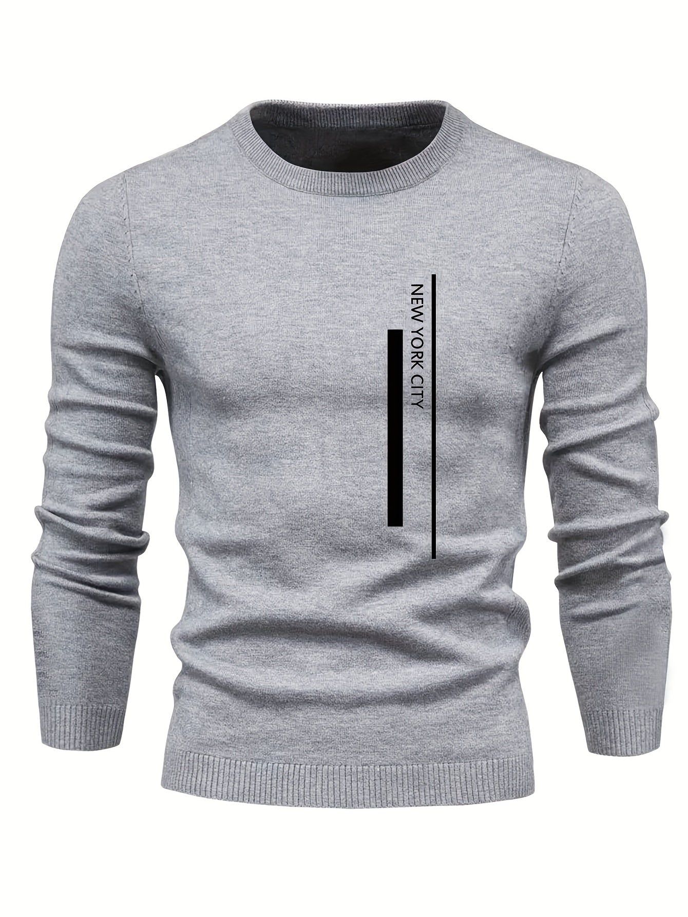2023 New Cross-border Autumn and Winter Men's Round Neck Random Print Round Neck Knitted Sweater