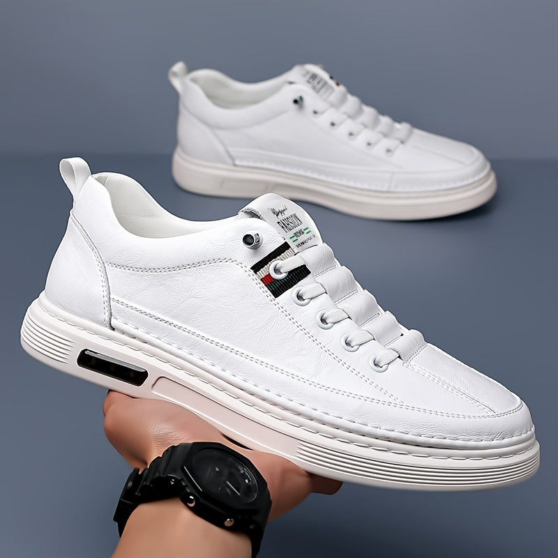 1 Pair Men'S Fashion Sneakers - Casual Street Style All-Season Slip-On Shoes with Geometric Solid Color, Faux Upper, Fabric Lining, PVC Sole, EVA Insole, Round Toe - Versatile for Daily, Party, Vacation