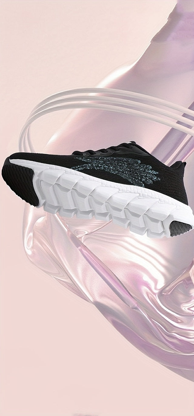 Women's Solid Color Casual Sneakers, Lace Up Comfy Breathable Soft Sole Shoes, Lightweight Low-top Running Shoes plus size