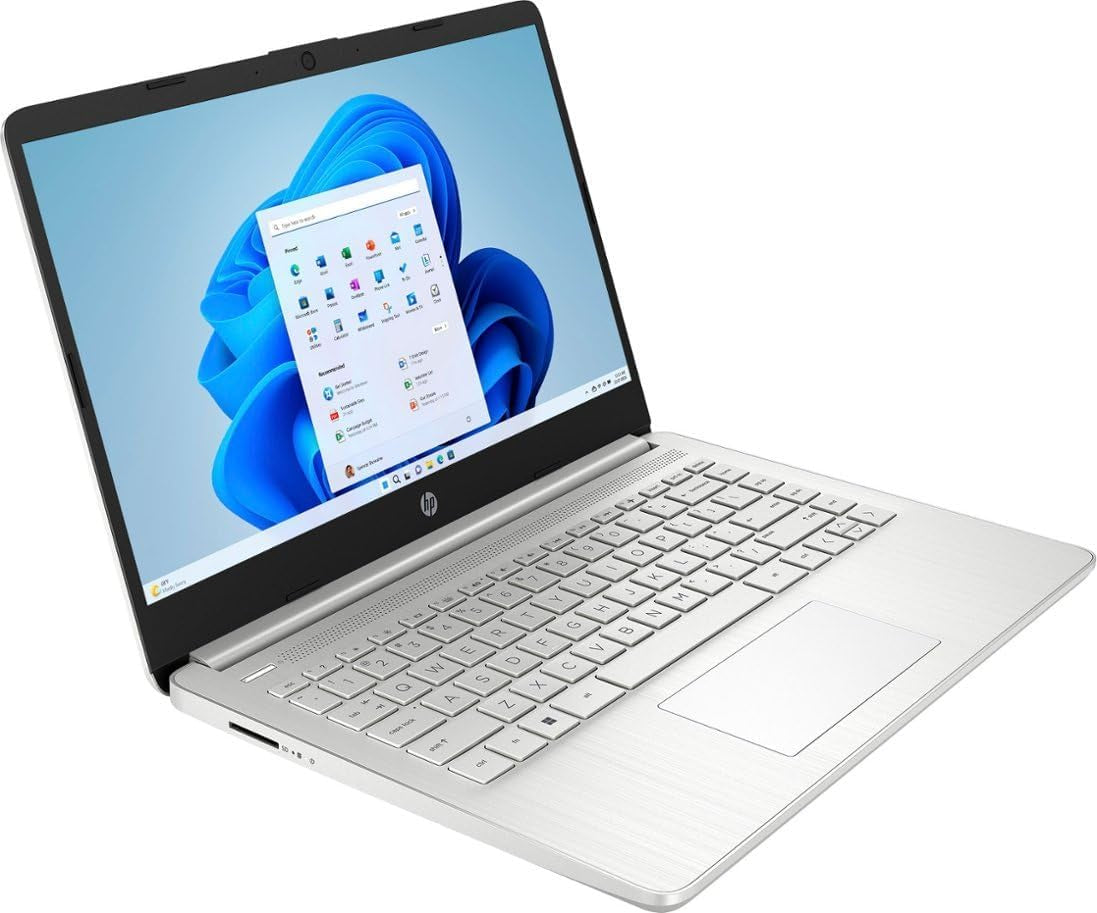HP Laptop Computer 14" Ultral Light for Students and Business, 4 Cores Intel Celeron, 16GB RAM, 256GB Storage(128Gb Emmc+128Gb Ghost Manta SD), 1 Year Office 365, Webcam, HDMI, Wifi, USB-C, Win 11 S