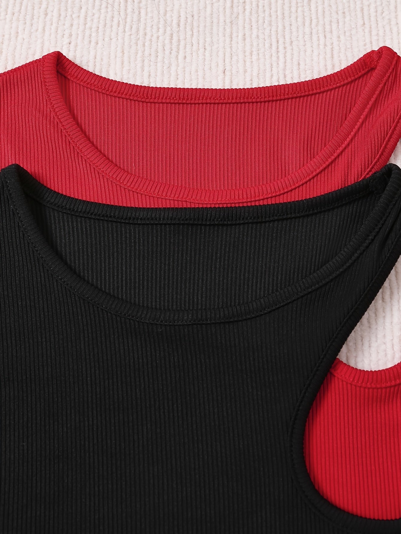 2 Packs Solid Crew Neck Tank Top, Elegant Sleeveless Asymmetrical Tank Top For Every Day, Women's Clothing