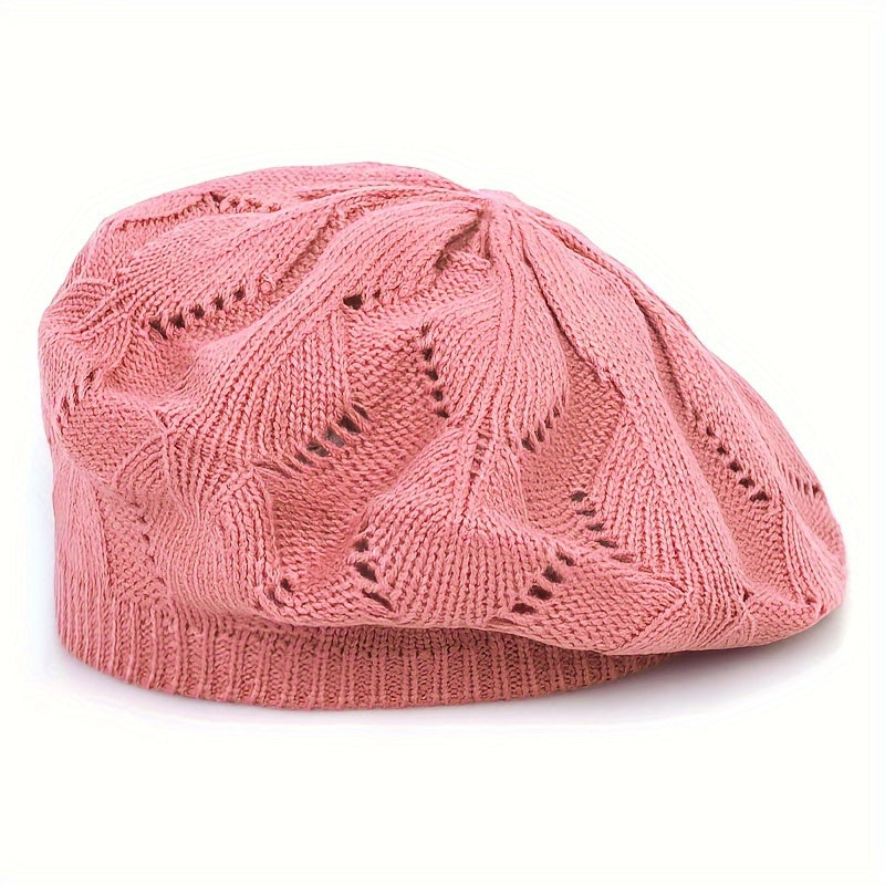 Hollow Out Breathable Beret Hats Casual Solid Color Painter Cap Elastic Berets For Women daily use