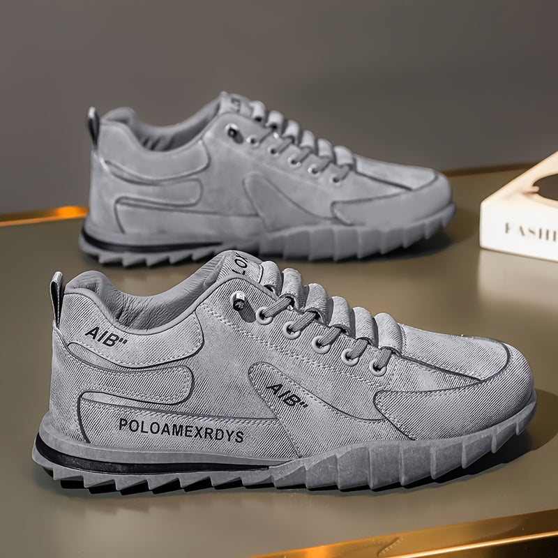 Men's Slip-On/Lace-Up Casual Shoes - All-Season Non-Slip Cushioned PVC Sole, Low-Top Athletic Sneakers Grey/ for Gym, Office, Everyday - Durable Canvas Upper Non-Slip Grip Outsole, Grip Enhancing Footwear, Comfortable Lined