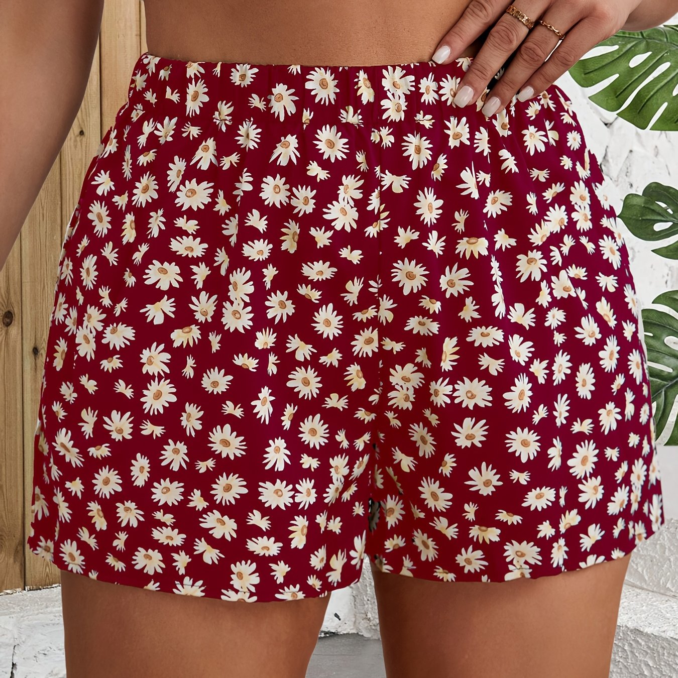 Women's High-Waisted Floral Print Wide-Leg Shorts - Navy Blue with Yellow & White Flowers, Lightweight Polyester, Perfect for Spring & Summer Travel, Vacation Style, Spring Shorts | Floral Shorts | Stylish Design, High Waiste