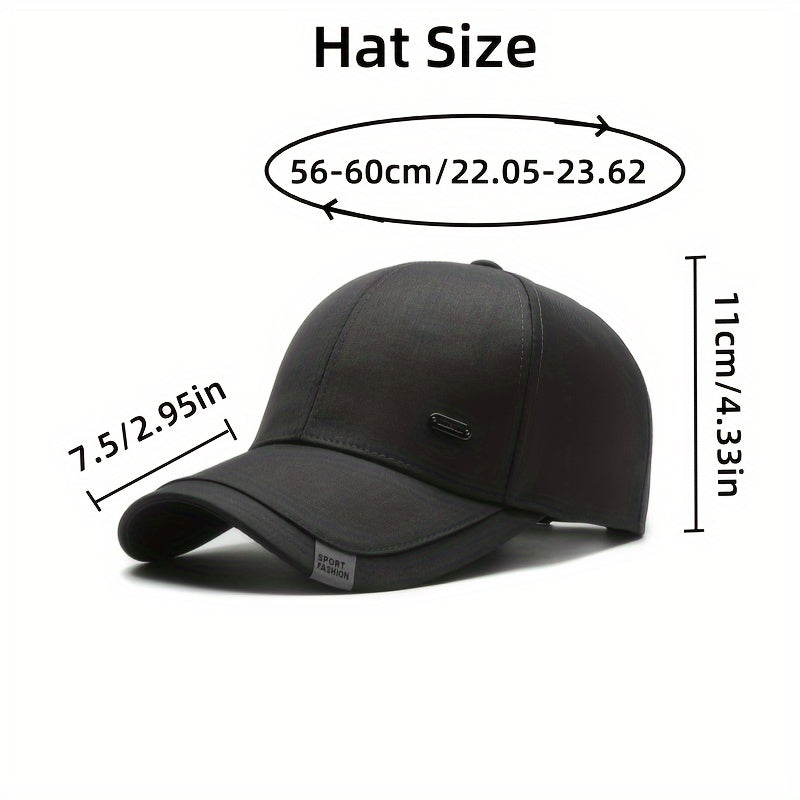 Fashion Classic Outdoor Sports Baseball Cap, Windproof Sun Protection Hat for Hiking, Fishing, Business Casual Travel - All-Season Polyester with Buckle Closure, Hand Wash Only