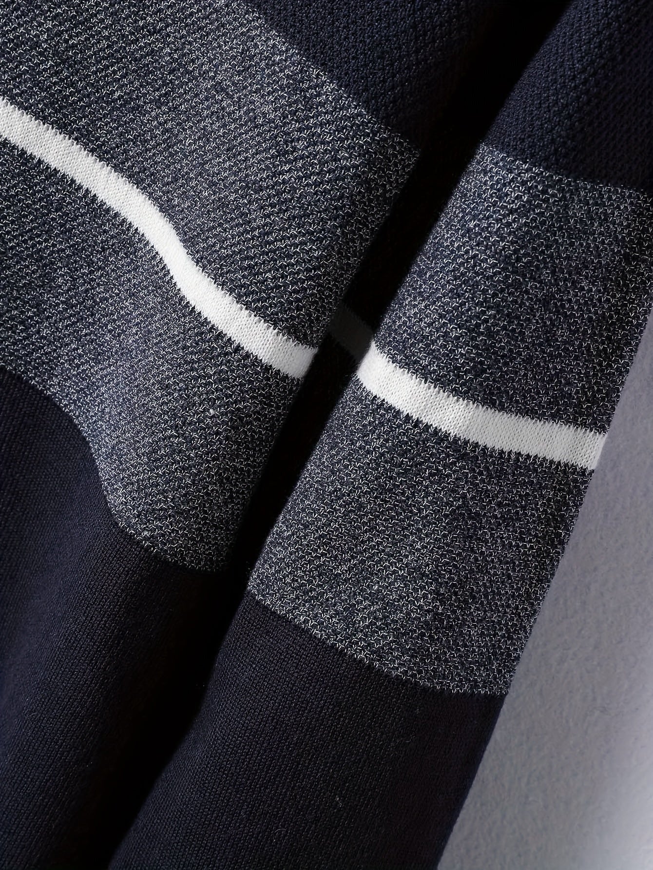 Men's Casual Round Neck Sweater - Two-Tone Color Block, 100% Polyester, Stretch Knit, Long Sleeve - Perfect for Fall/Winter