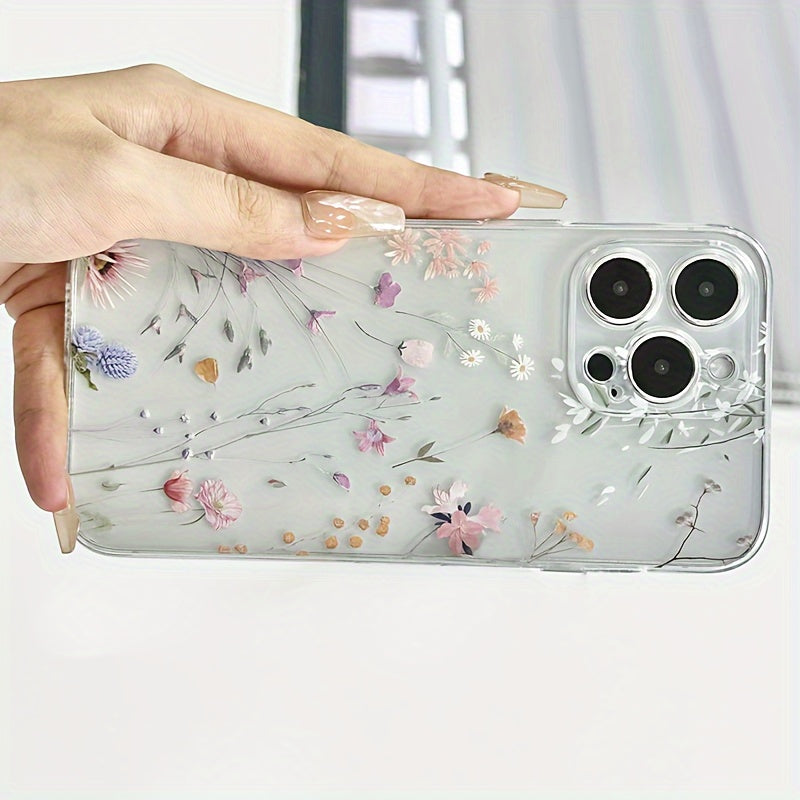 Transparent Shell with Transparent Colorful Flowers TPU Anti-Fall Full Coverage Precision Protective Case for Apple iPhone6/7/8/X/Xs/Xr/Xs Max/11/12/13/14/15/16Pro Max