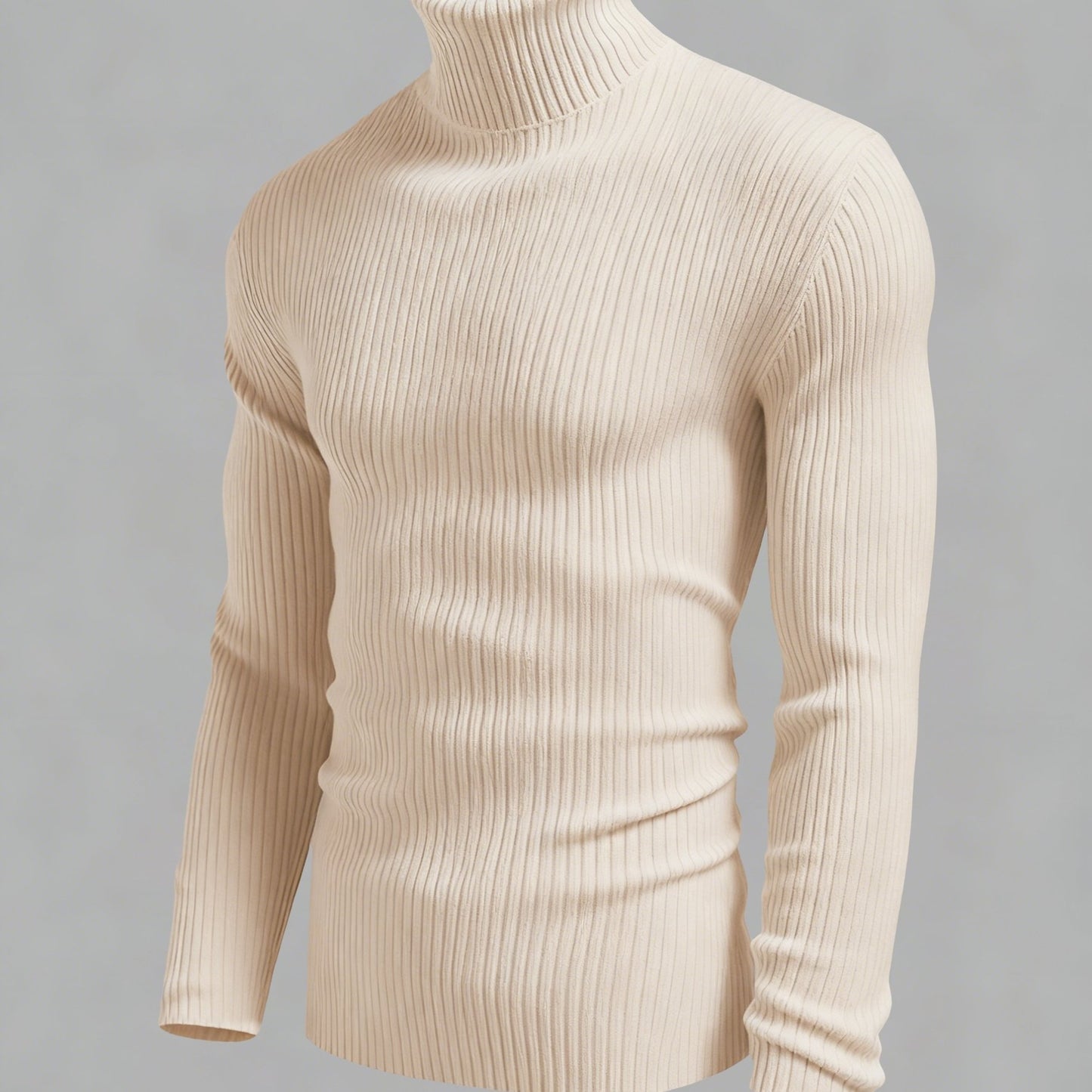 Տղամարդու երկարաթև սվիտեր աշնանային և նորաձև, բարձր օձիքով, տրիկոտաժե դիզայնով, ամենօրյա և նորաձև վերնազգեստի համար